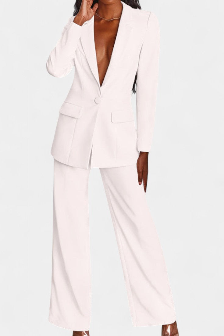 Marnie – Elegant sæt med skræddersyet blazer og wide-leg bukser