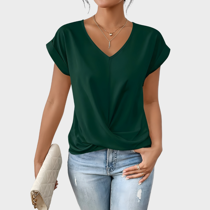 Sofie - Elegant top med tvistet front og V-hals