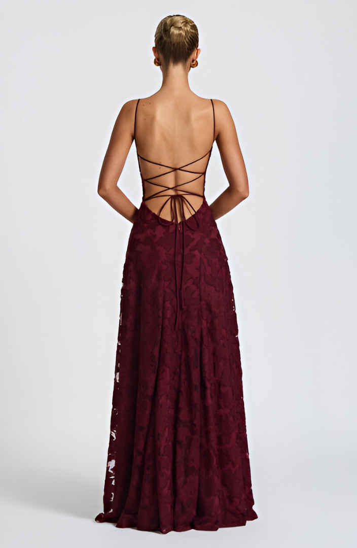 Francisa – Elegant blondekorset maxikjole