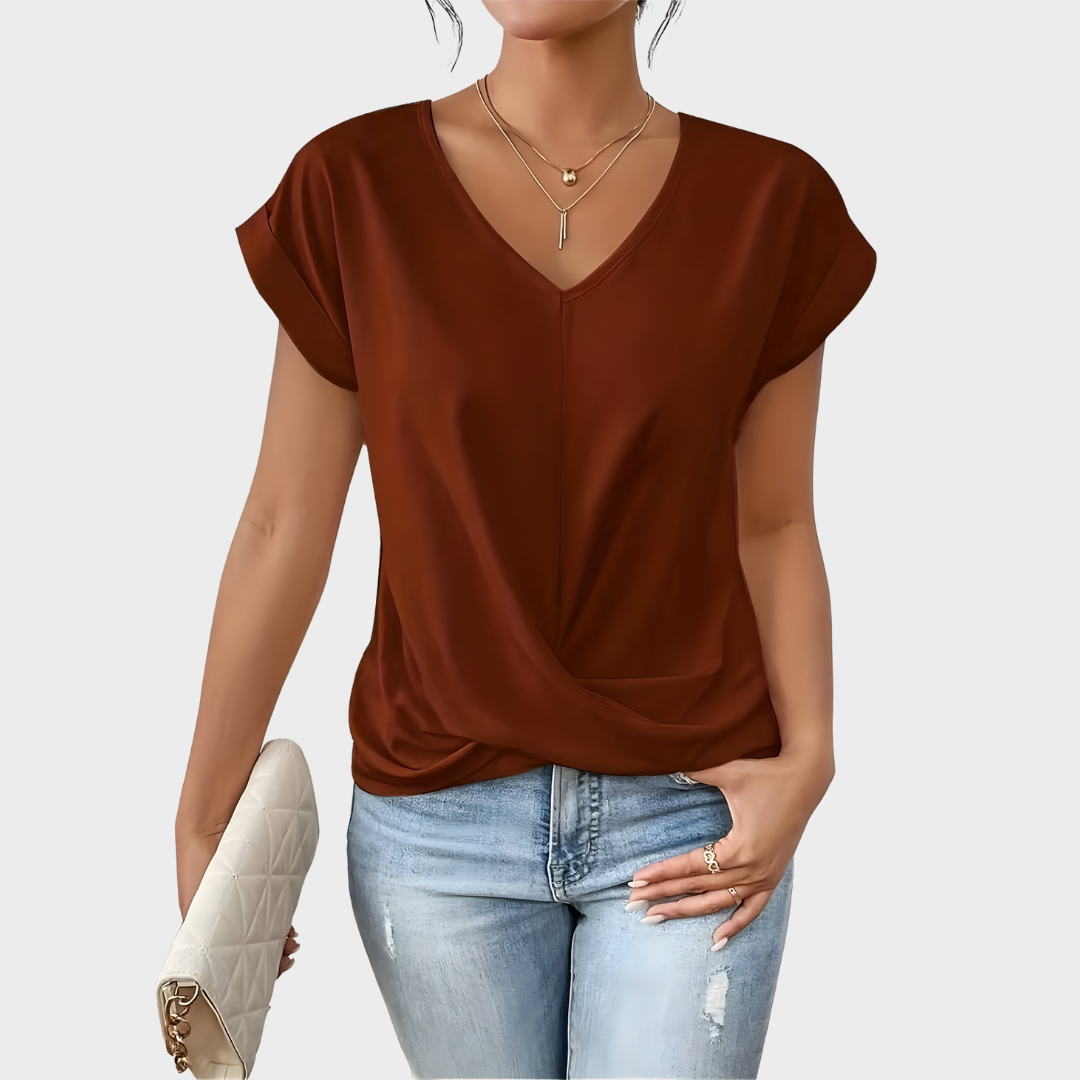 Sofie - Elegant top med tvistet front og V-hals