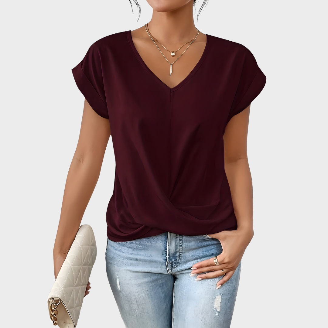 Sofie - Elegant top med tvistet front og V-hals