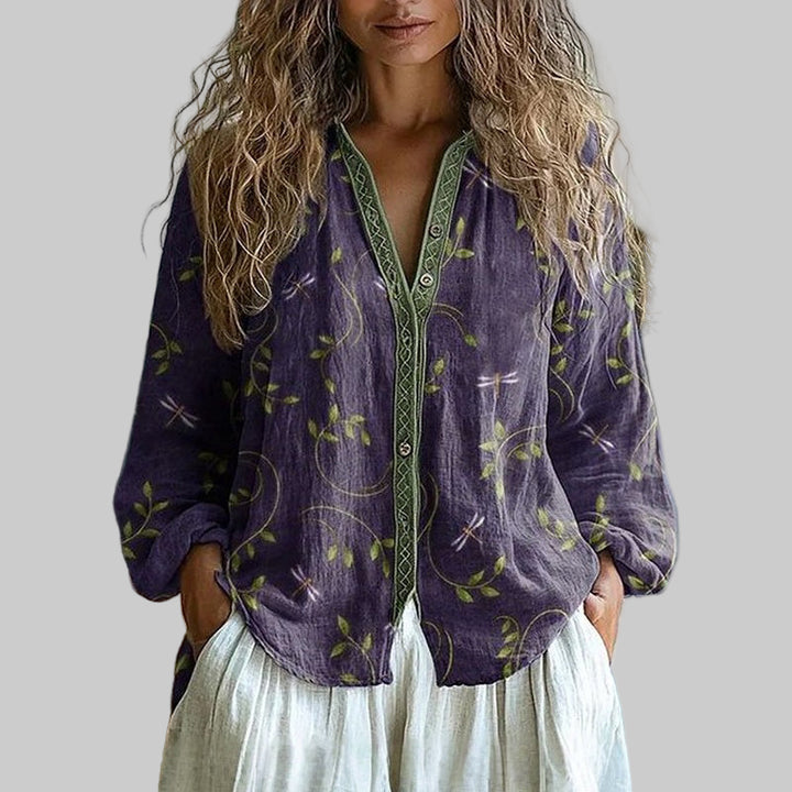 Helsa – Afslappet Bluse med Naturprint