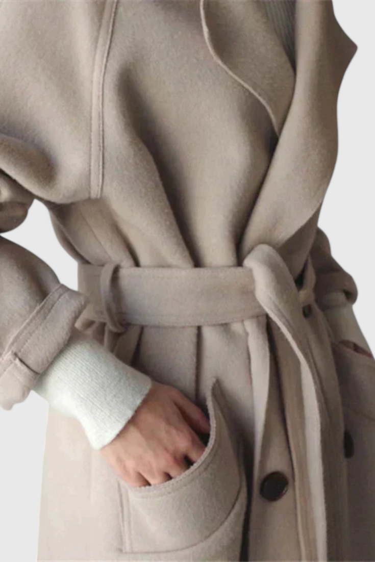 Blomst - Lange lyse uldblanding frakke Timeless
