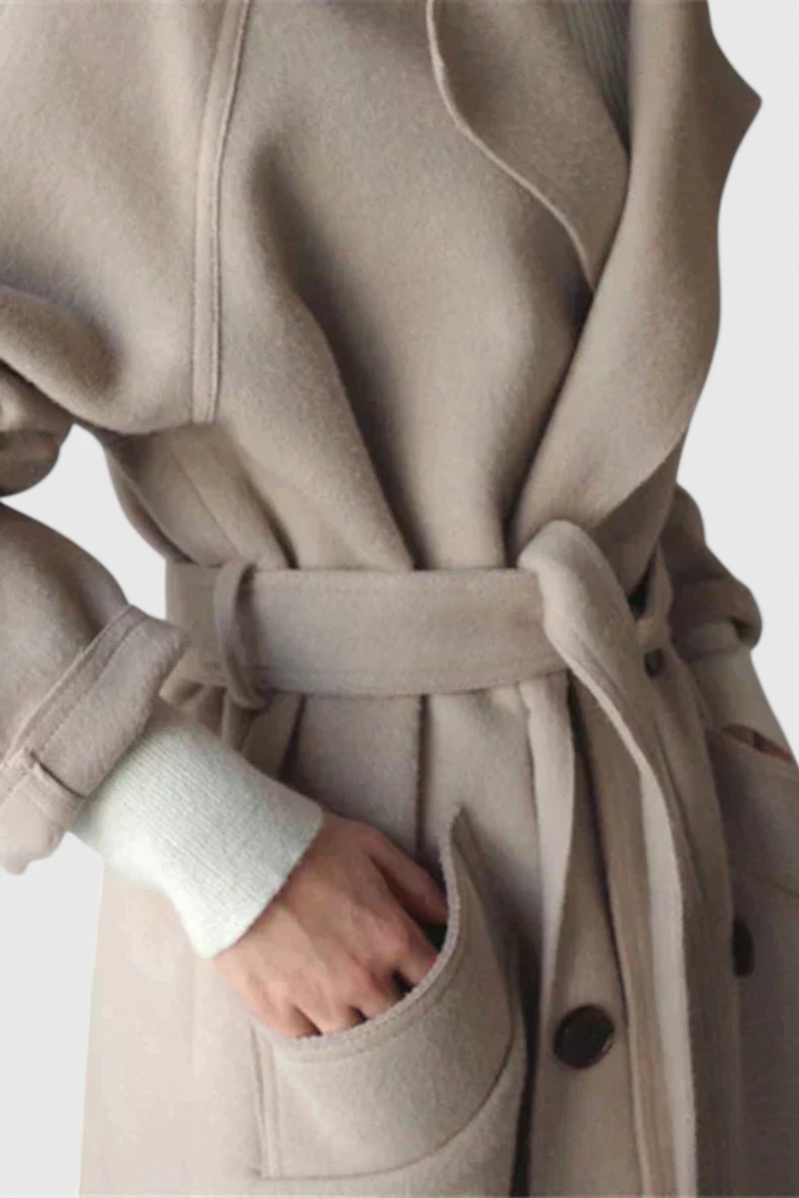 Blomst - Lange lyse uldblanding frakke Timeless