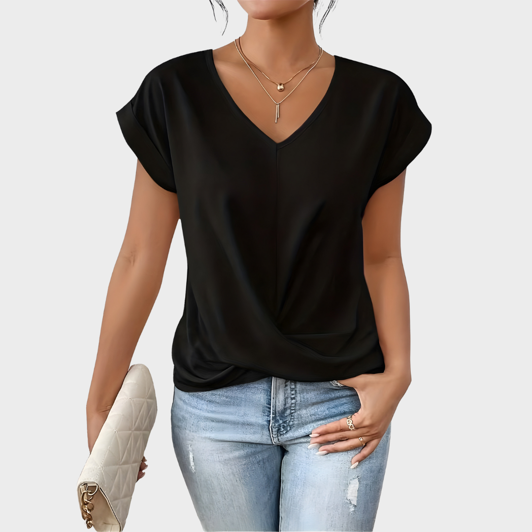 Sofie - Elegant top med tvistet front og V-hals