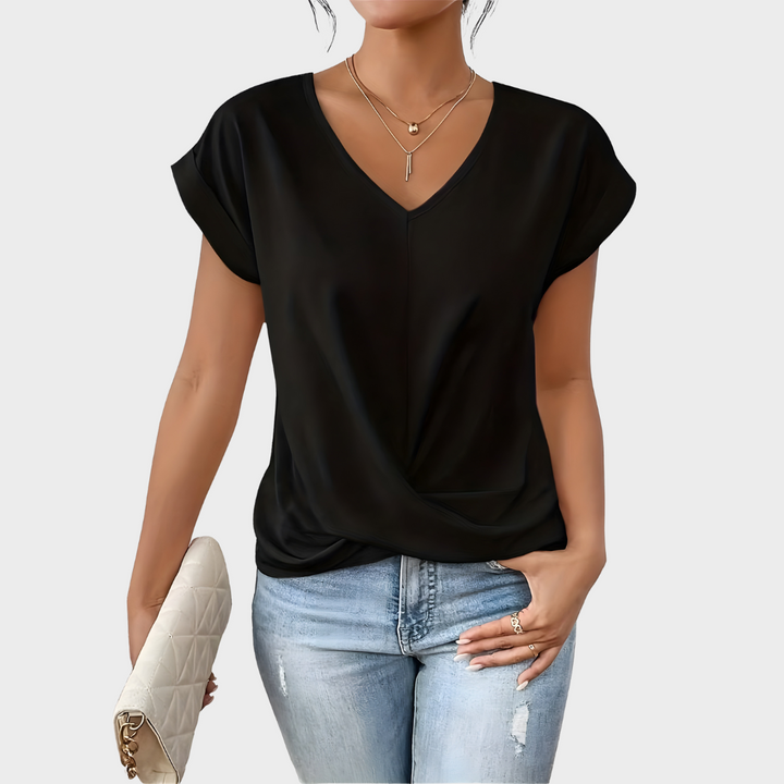 Sofie - Elegant top med tvistet front og V-hals