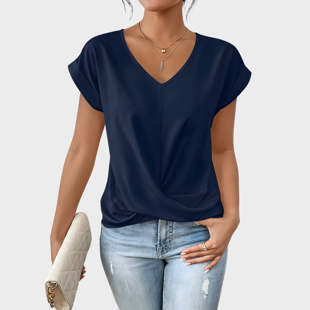 Sofie - Elegant top med tvistet front og V-hals