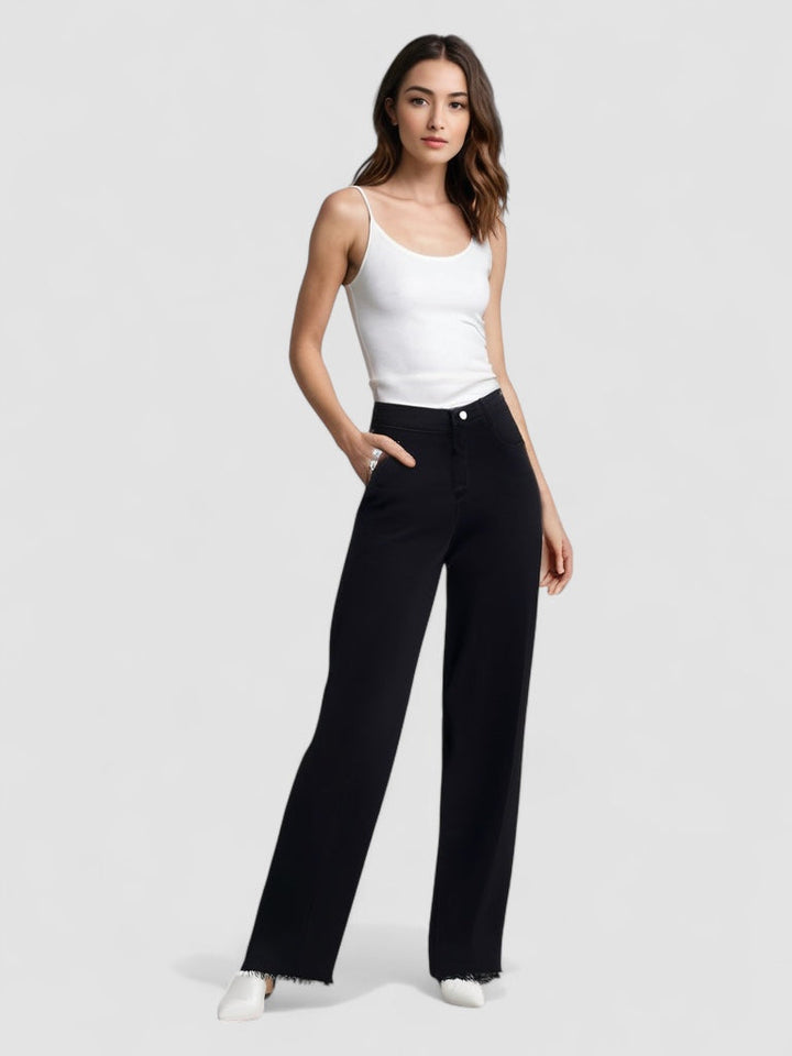 Mette | Elegant Sorte Jeans med Rå Finish