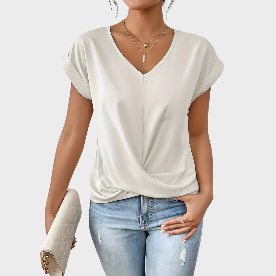 Sofie - Elegant top med tvistet front og V-hals