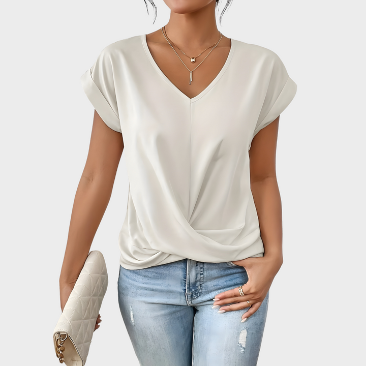 Sofie - Elegant top med tvistet front og V-hals