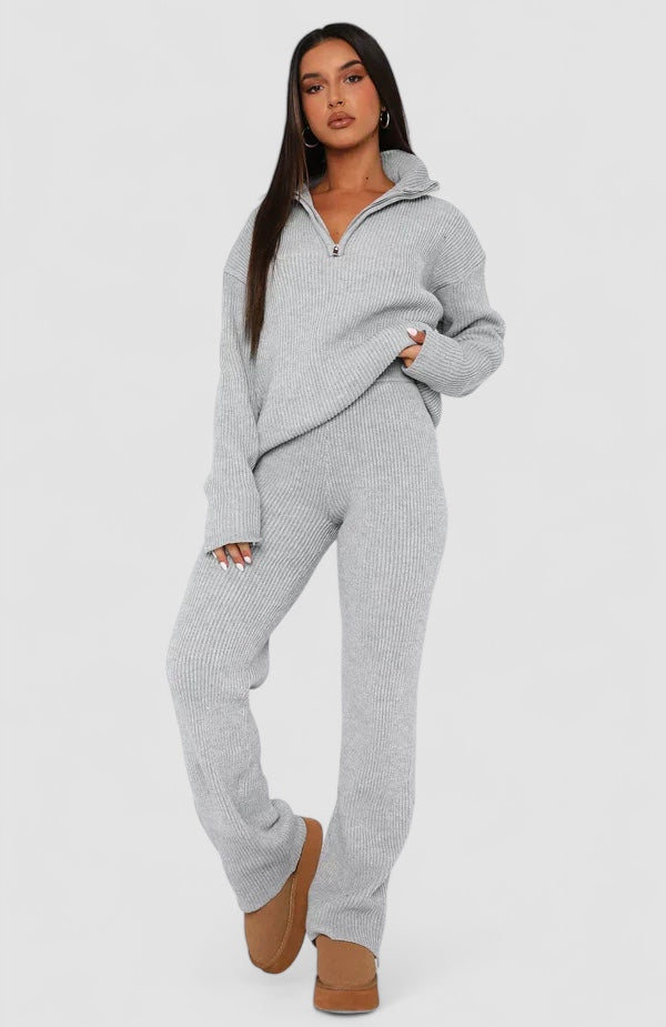 Elira – Elegant ribbet loungewear-sæt