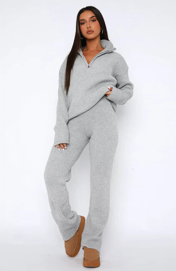Elira – Elegant ribbet loungewear-sæt