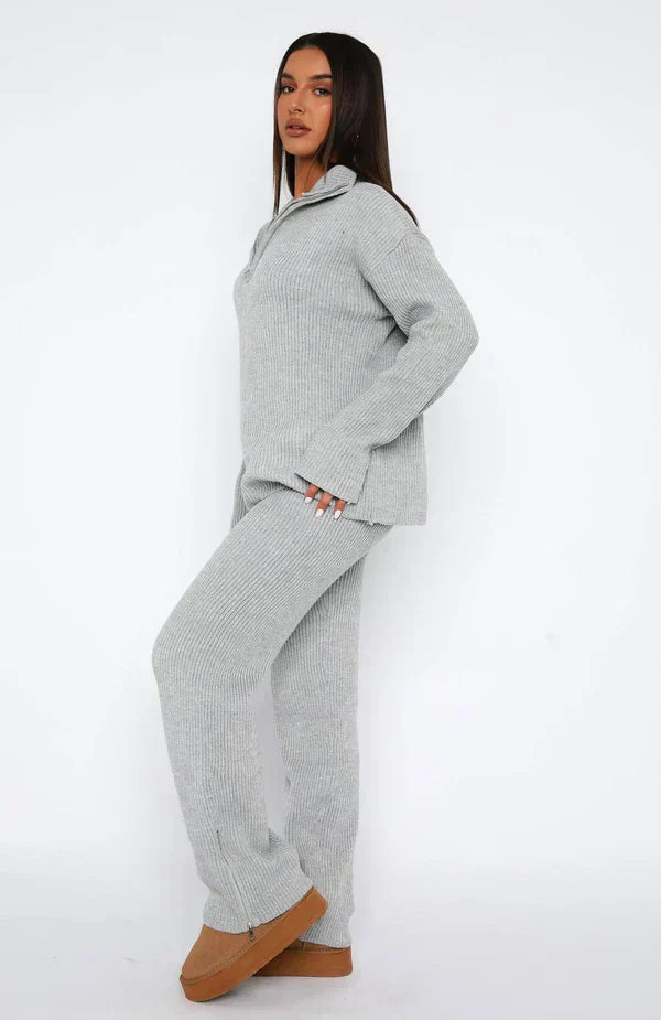 Elira – Elegant ribbet loungewear-sæt