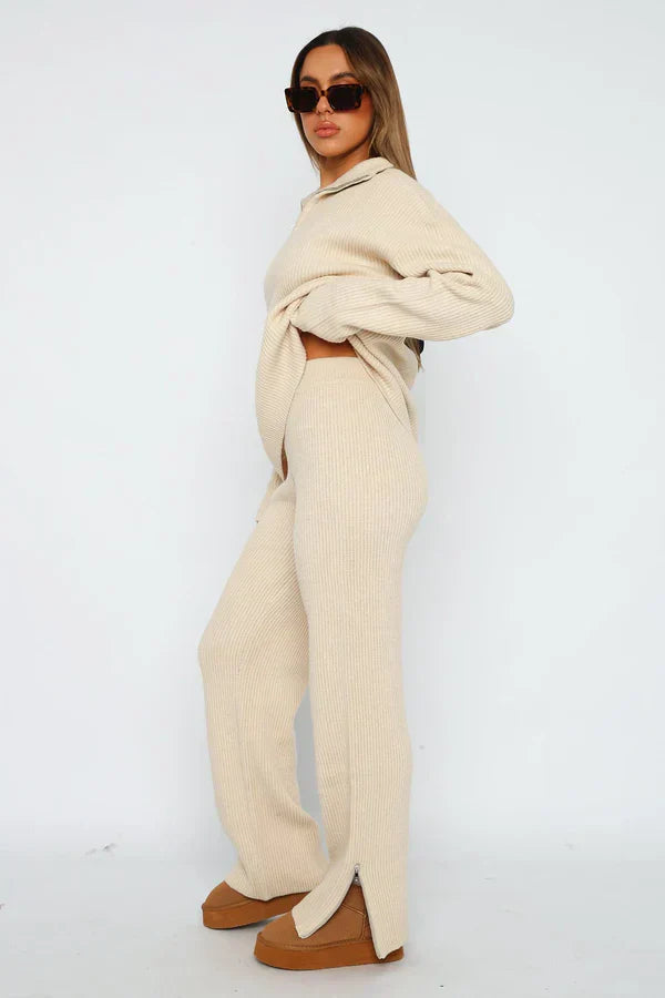 Elira – Elegant ribbet loungewear-sæt