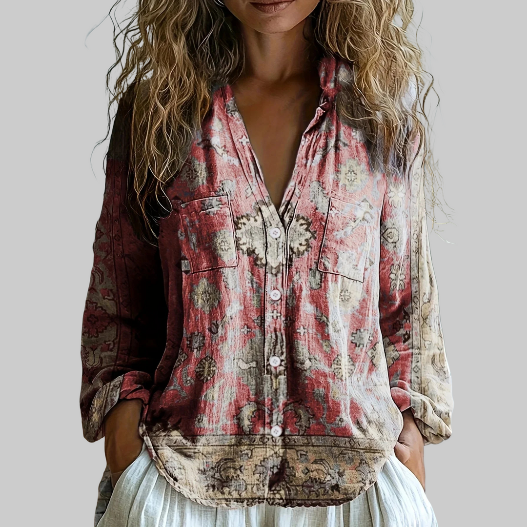 Helsa – Afslappet Bluse med Naturprint