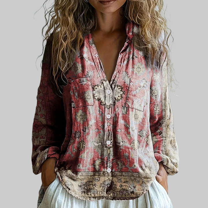 Helsa – Afslappet Bluse med Naturprint