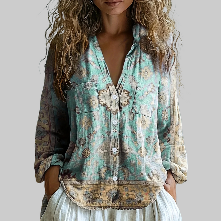 Helsa – Afslappet Bluse med Naturprint