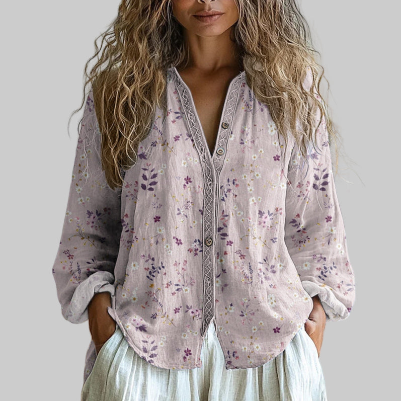 Helsa – Afslappet Bluse med Naturprint