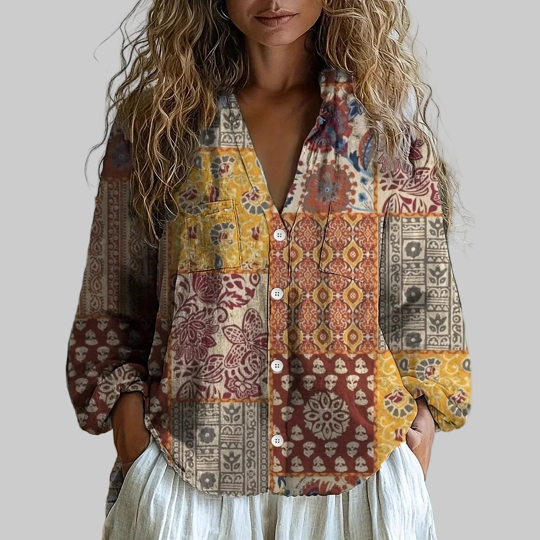 Helsa – Afslappet Bluse med Naturprint