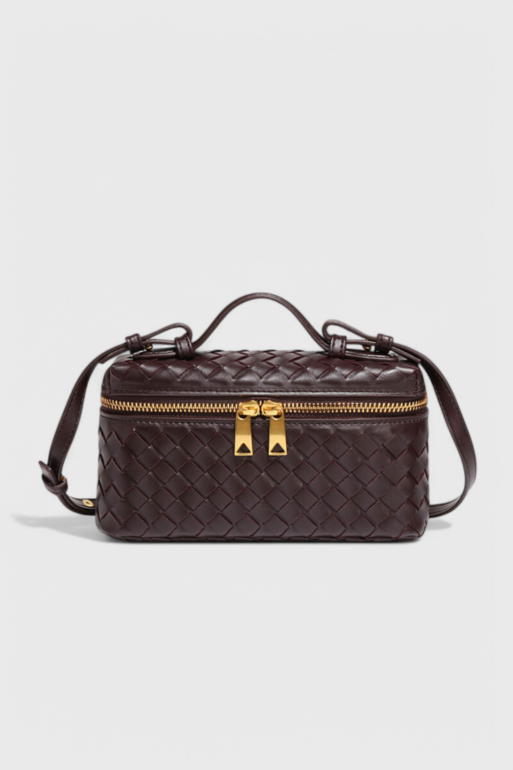 Milla - Bolso Mini Vævet med Guldtilbehør