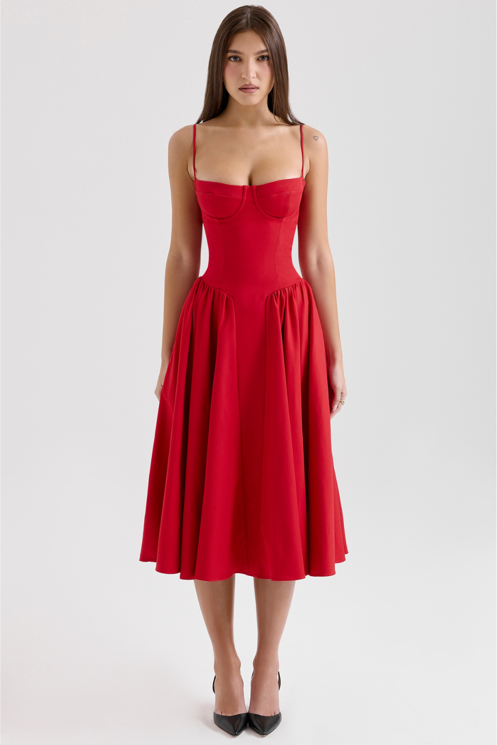 Solène – Corset Twill Midi-kjole