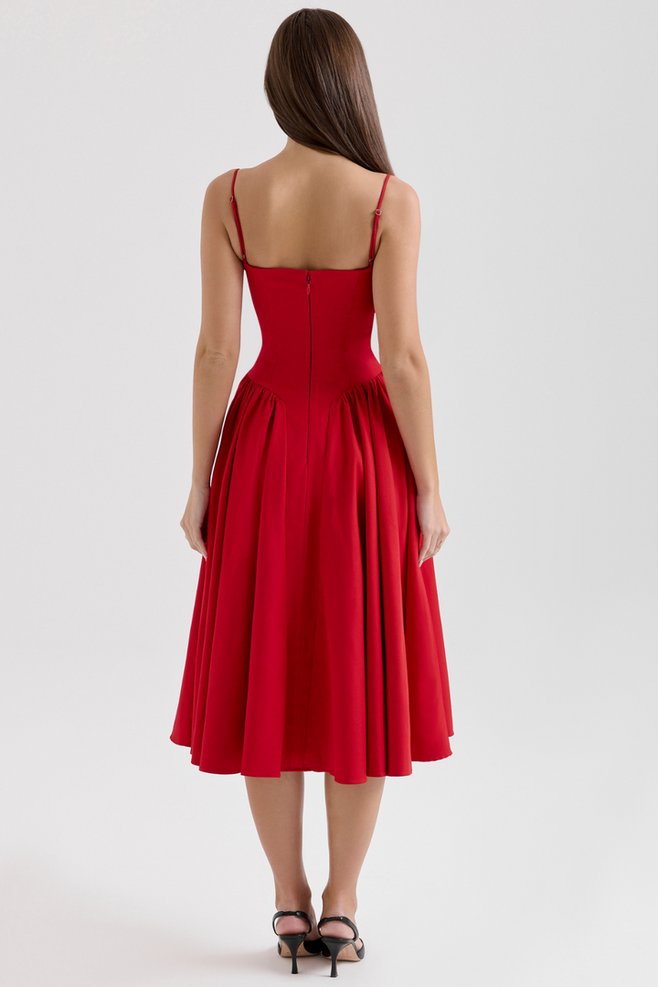 Solène – Corset Twill Midi-kjole