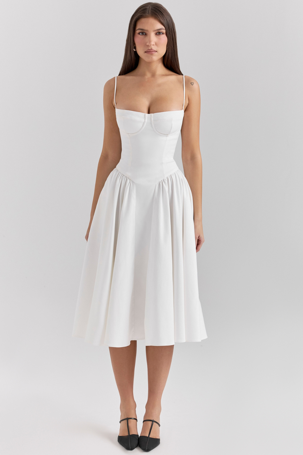 Solène – Corset Twill Midi-kjole