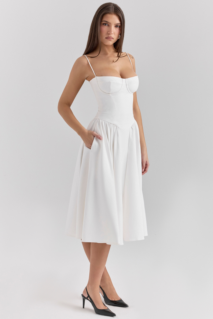 Solène – Corset Twill Midi-kjole
