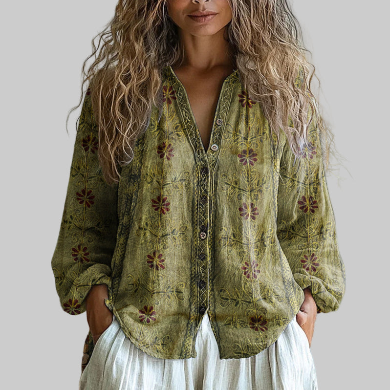 Helsa – Afslappet Bluse med Naturprint