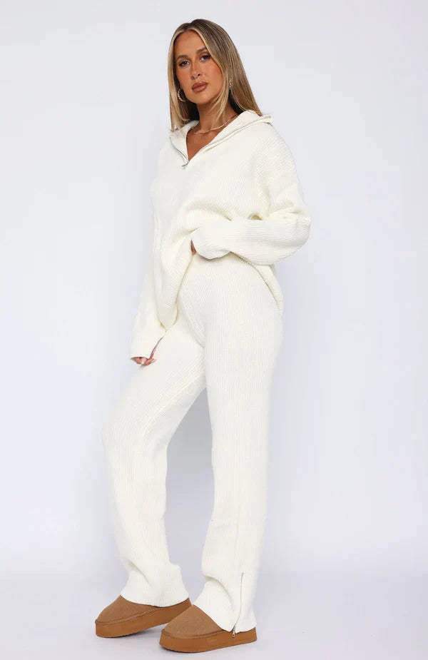 Elira – Elegant ribbet loungewear-sæt