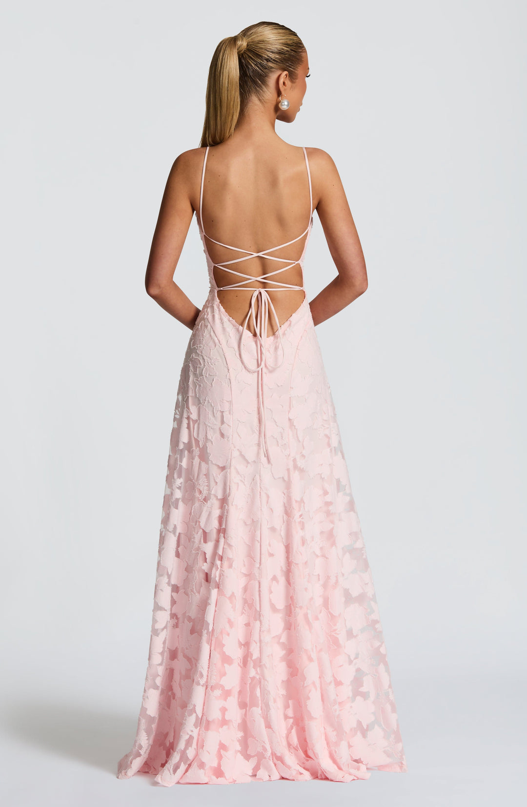 Francisa – Elegant blondekorset maxikjole