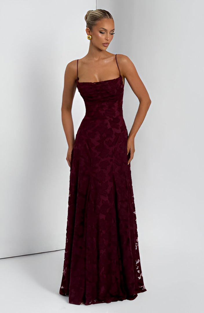 Francisa – Elegant blondekorset maxikjole