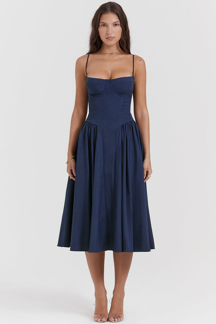 Solène – Corset Twill Midi-kjole