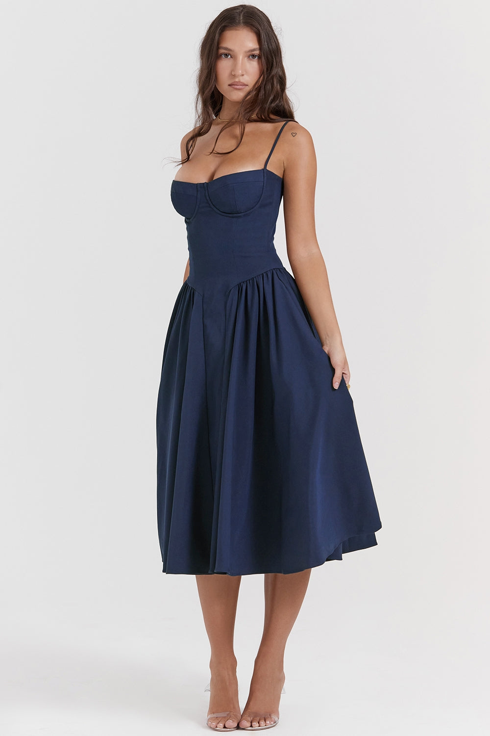 Solène – Corset Twill Midi-kjole