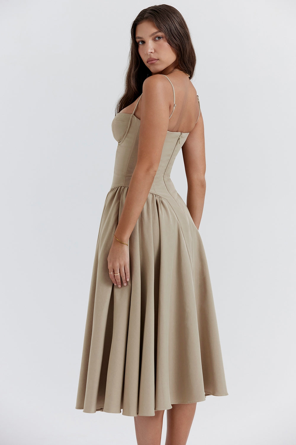 Solène – Corset Twill Midi-kjole