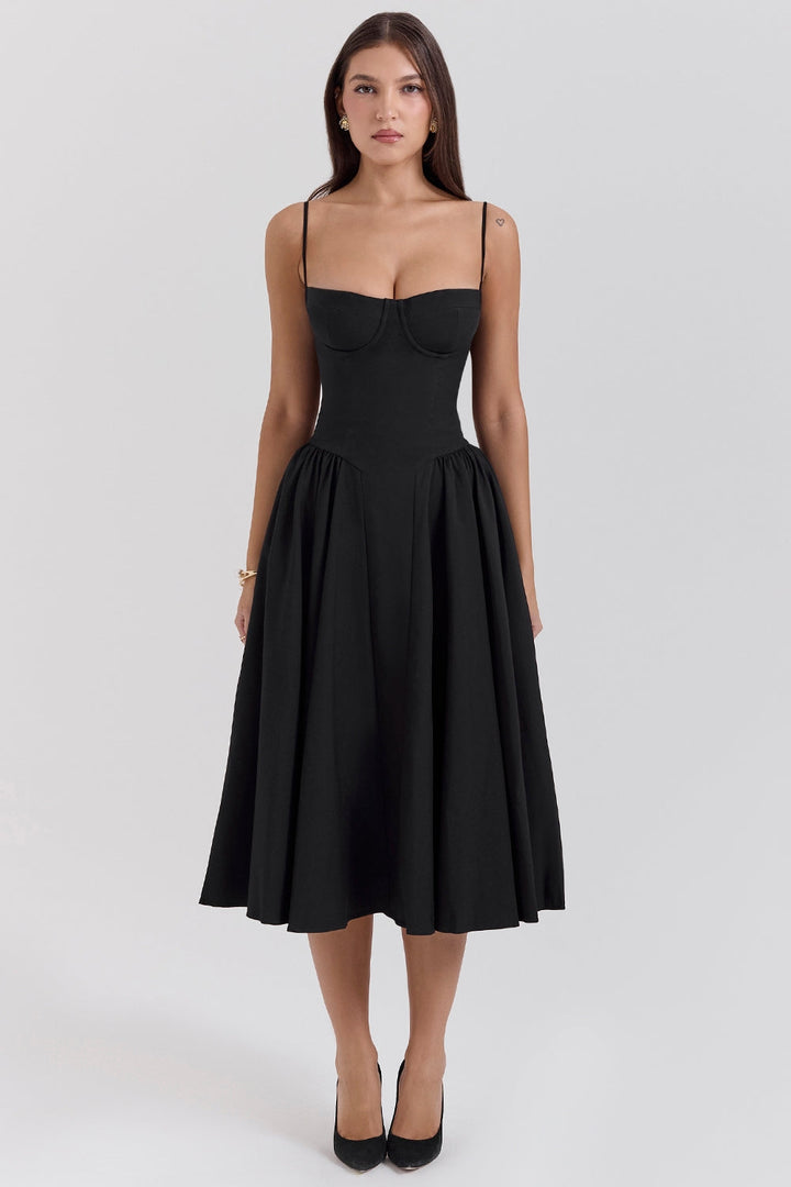 Solène – Corset Twill Midi-kjole