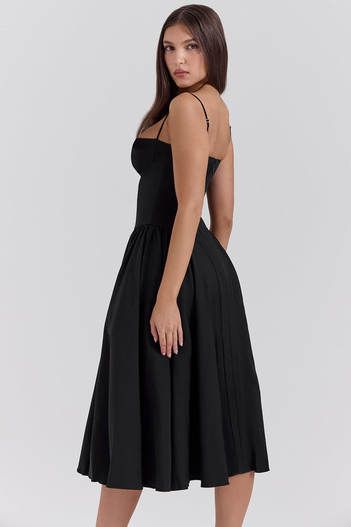 Solène – Corset Twill Midi-kjole