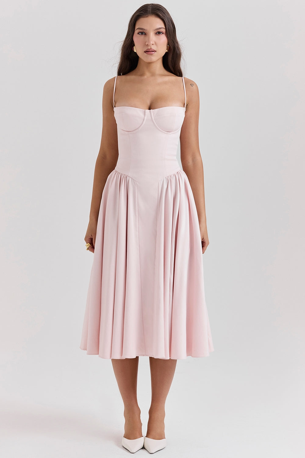 Solène – Corset Twill Midi-kjole