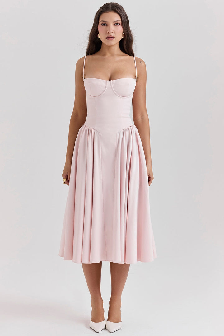 Solène – Corset Twill Midi-kjole
