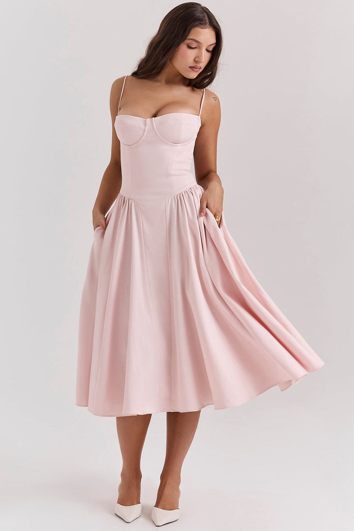 Solène – Corset Twill Midi-kjole