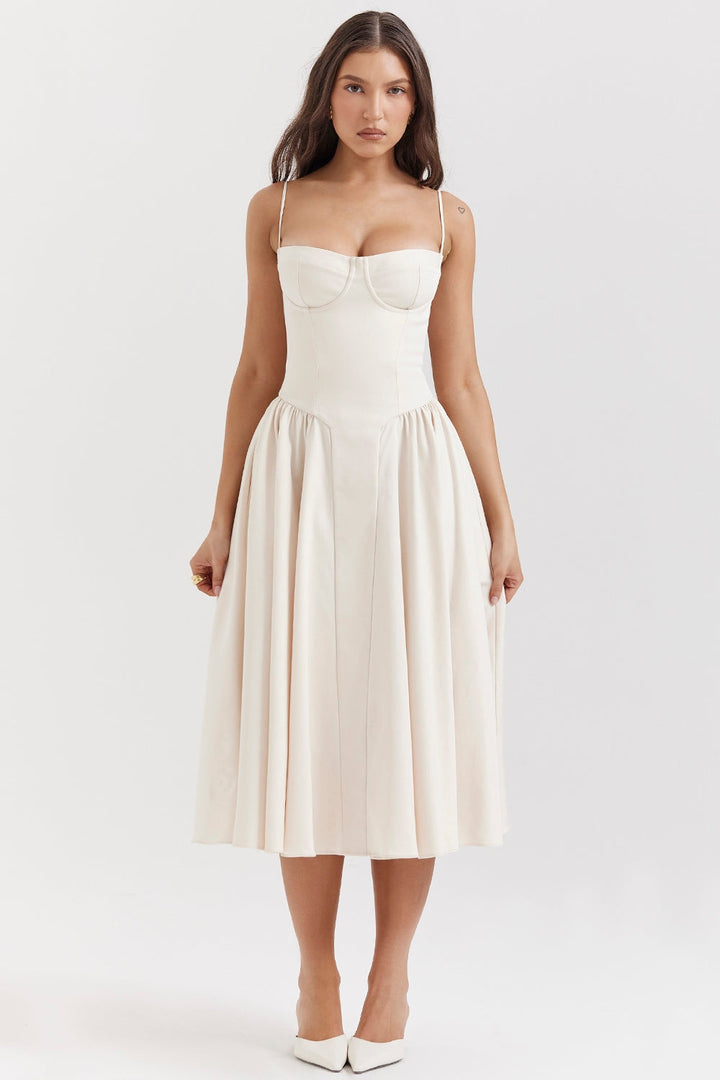 Solène – Corset Twill Midi-kjole