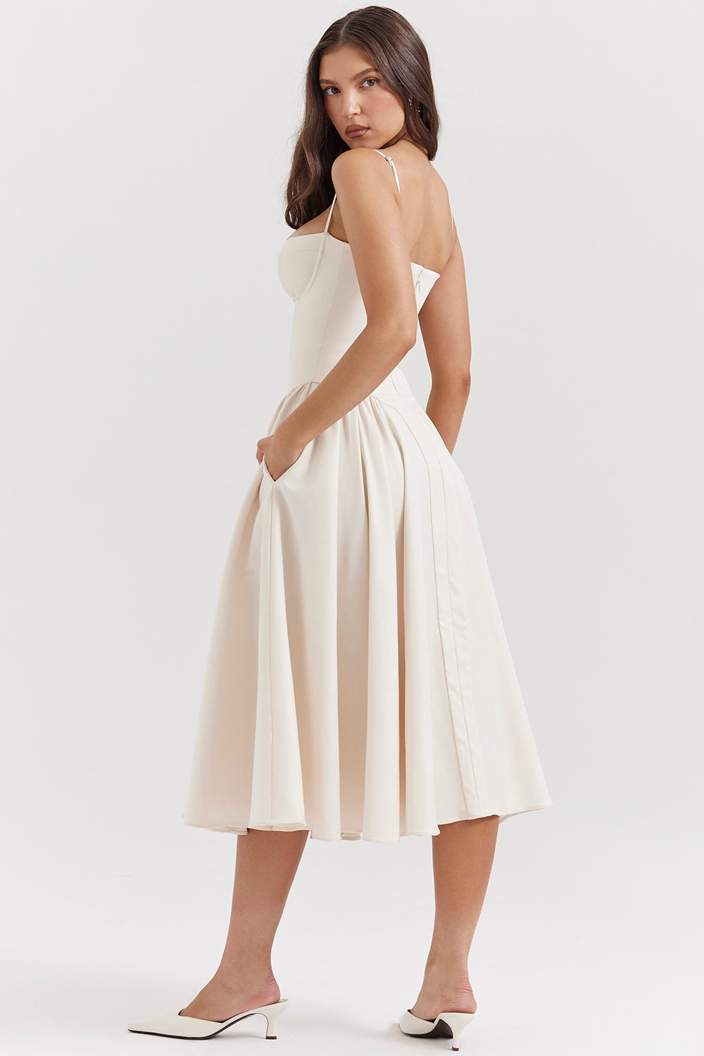 Solène – Corset Twill Midi-kjole