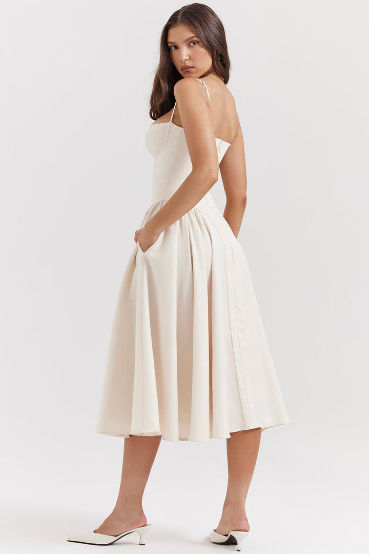 Solène – Corset Twill Midi-kjole