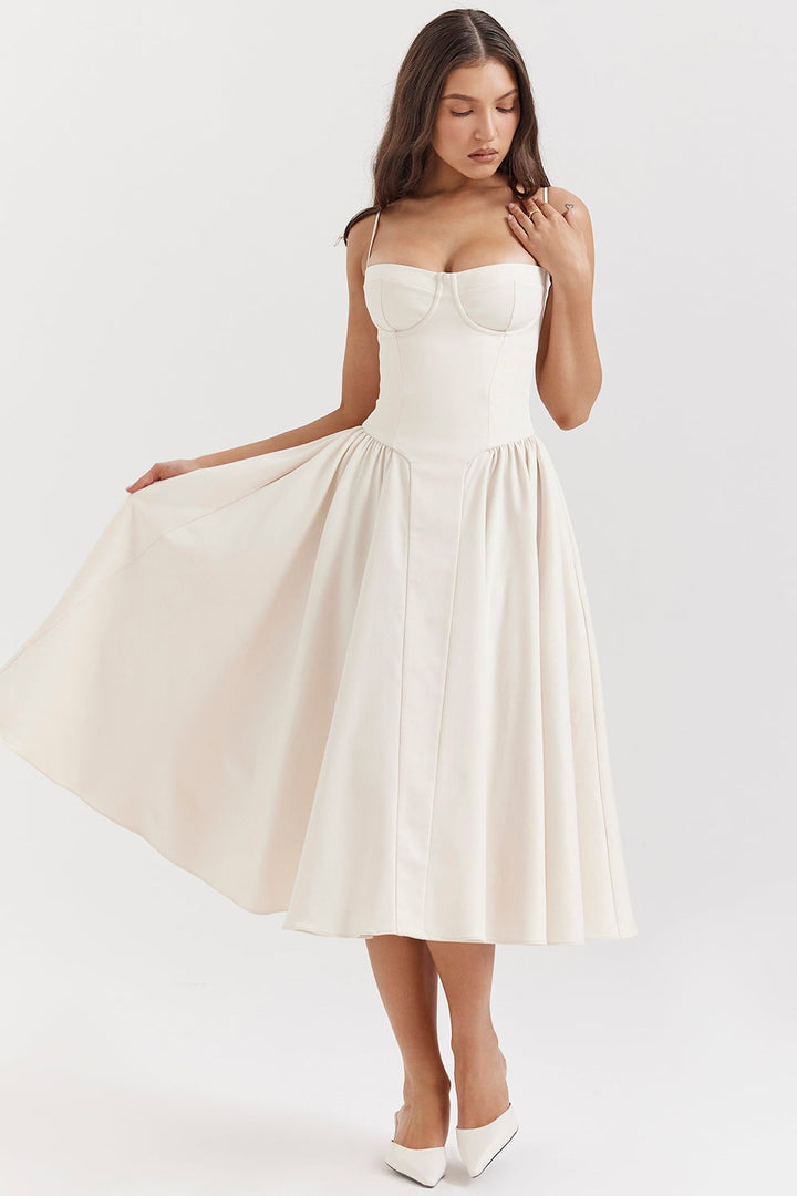 Solène – Corset Twill Midi-kjole