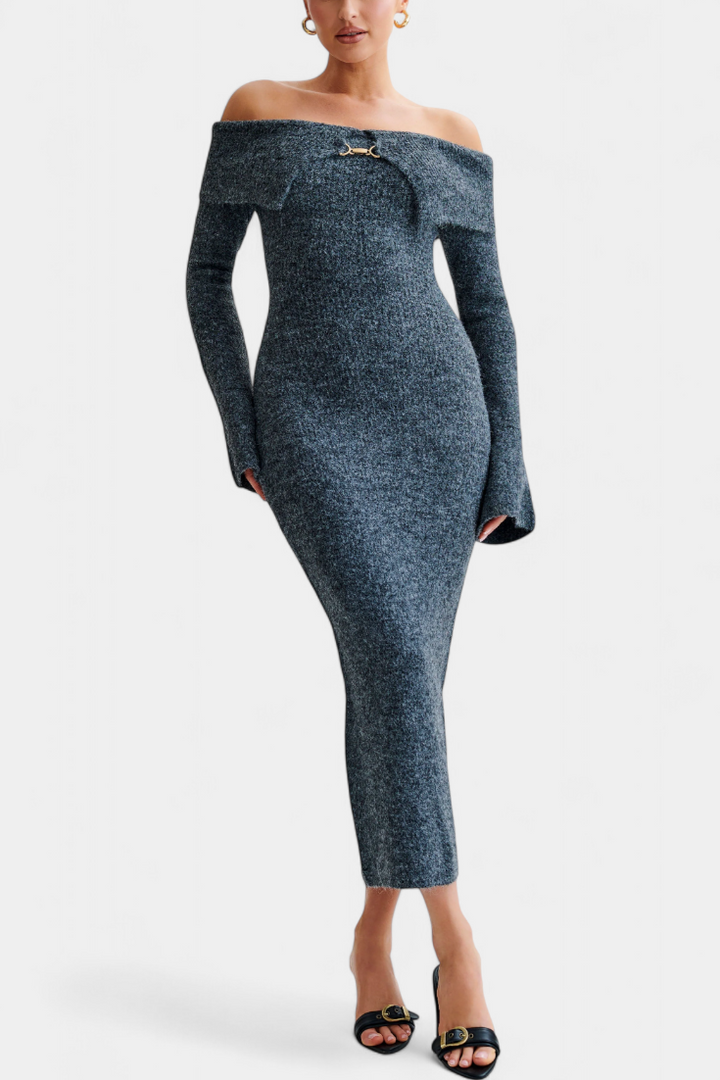 Solsona - Enkelskuldertrøje Fitted Knit Dress
