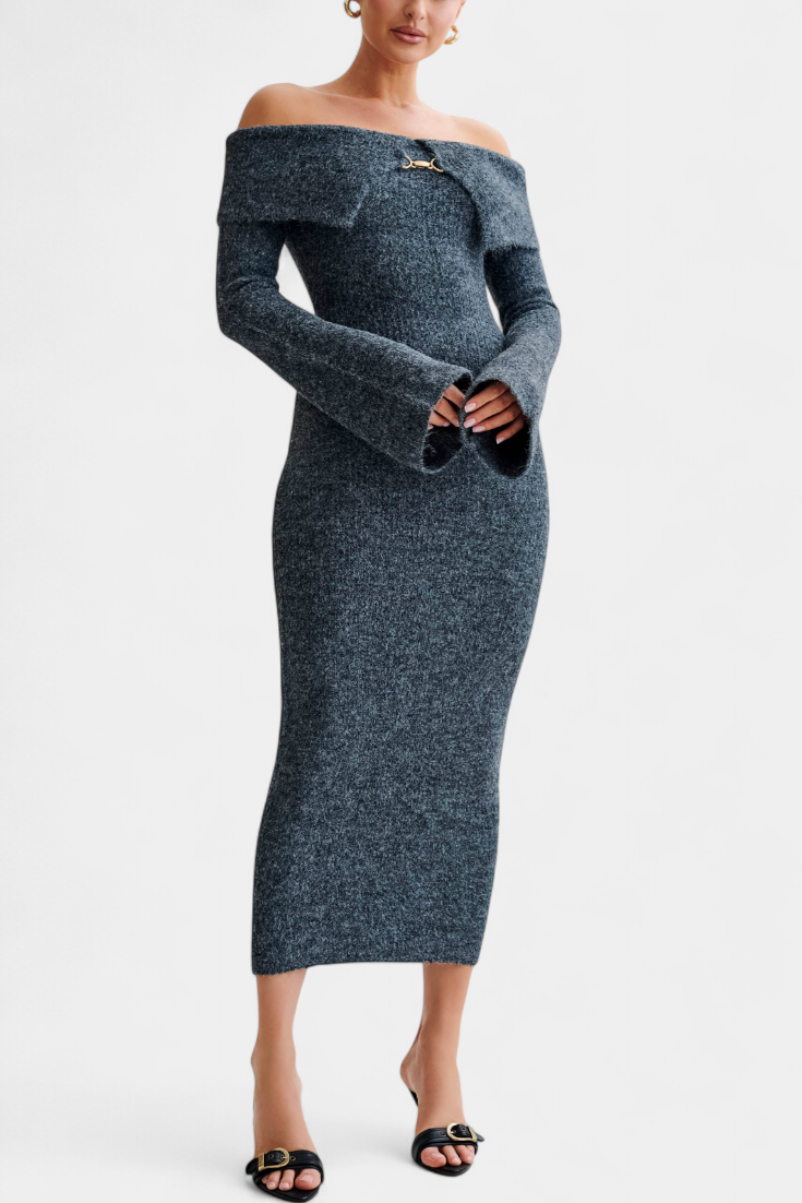 Solsona - Enkelskuldertrøje Fitted Knit Dress