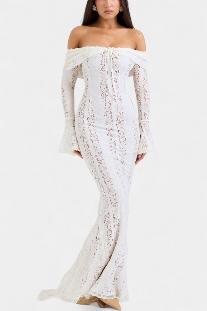 Rosalie - Maxikjole off-shoulder i blonde