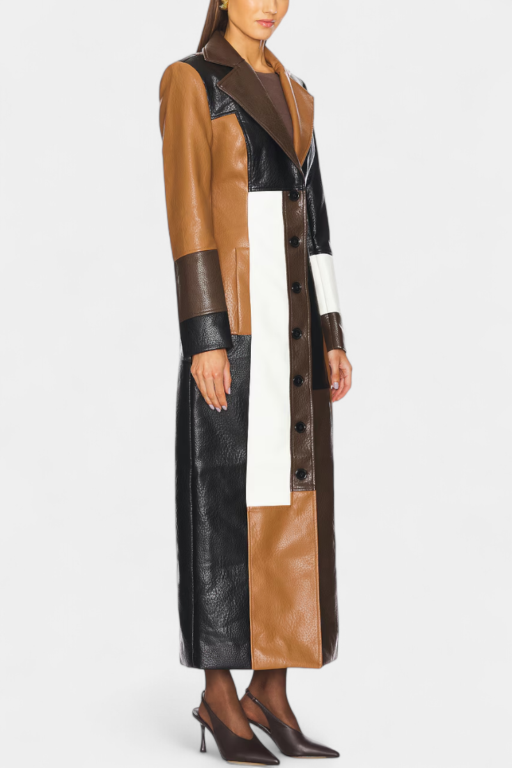 Norelle - Abrigo Trench af læder med patchwork