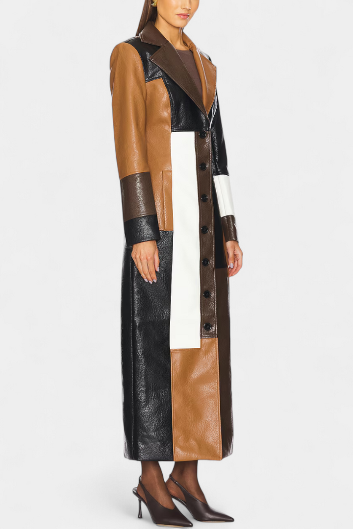 Norelle - Abrigo Trench af læder med patchwork