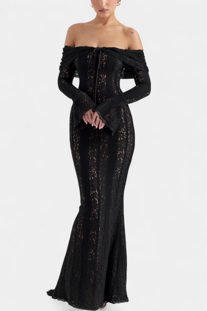 Rosalie - Maxikjole off-shoulder i blonde
